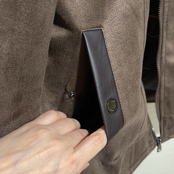 NWOT F COLLECTIONS Men’s Faux Suede Leather Bomber Jacket SZ XXL Made In Italy - Picture 9 of 15